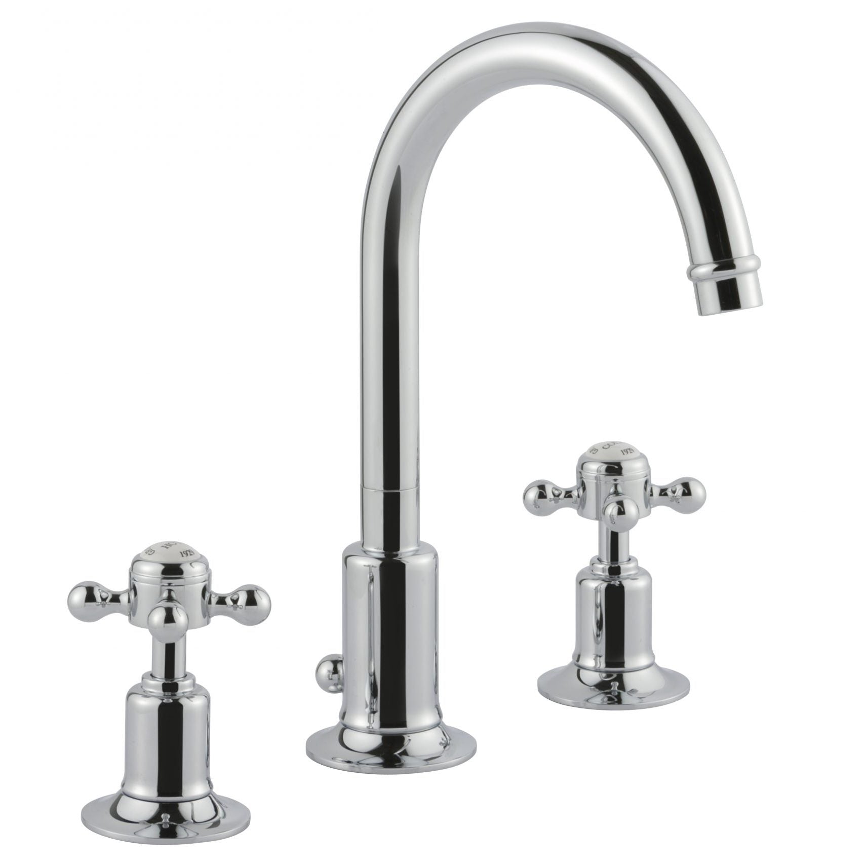 GROSVENOR 3 HOLE BASIN MIXER WITH SWIVEL SPOUT AND POP UP WASTE
