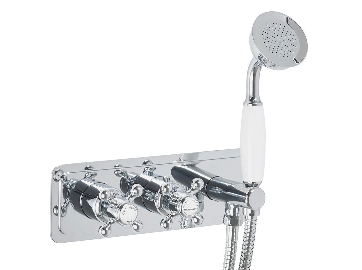 GROSVENOR THERMOSTATIC CONCEALED 2 OUTLET VALVE AND HANDSET ATTACHMENT
