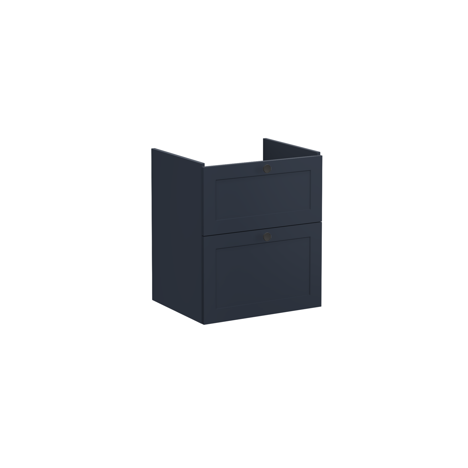 Root Classic Washbasin Unit, with two drawers, Matt Dark Blue, without washbasin