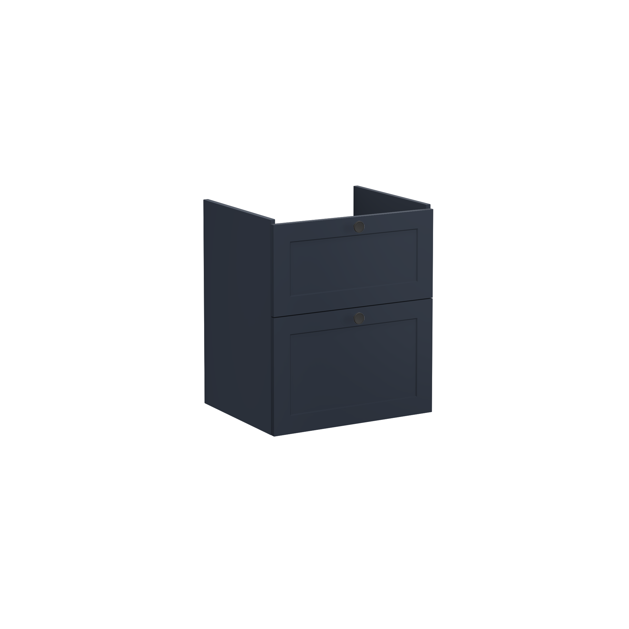 Root Classic Washbasin Unit, with two drawers, Matt Dark Blue, without washbasin