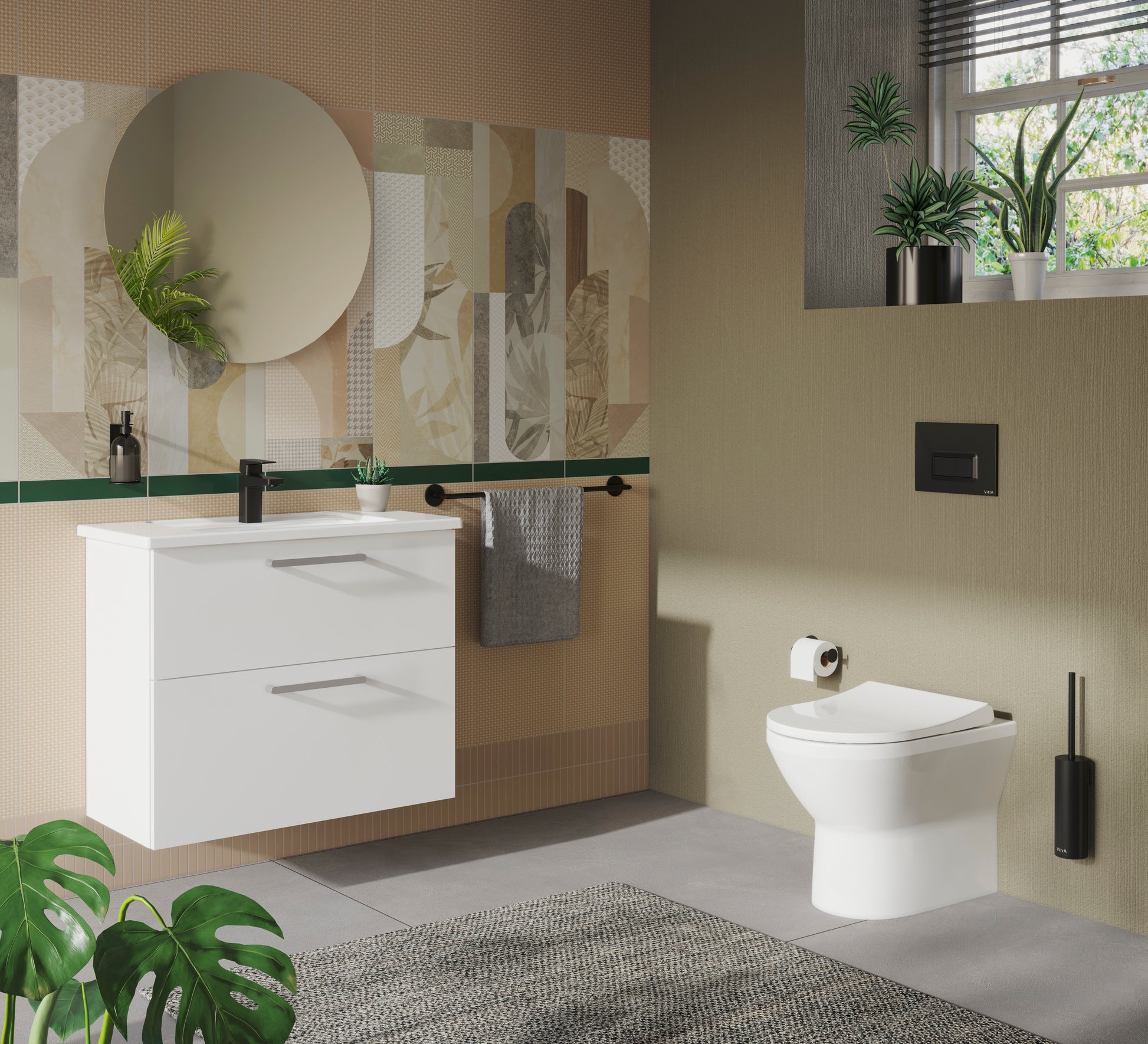 Vanity Basin, One Faucet Hole, With Overflow Hole, Short Projection, 80 cm