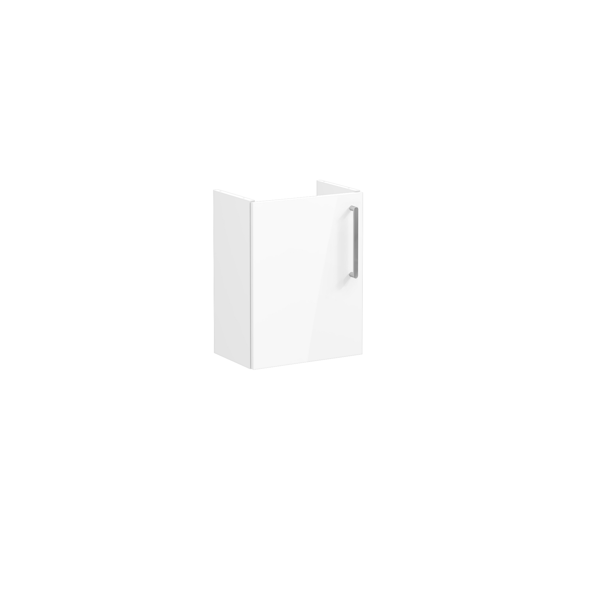 Root Flat Washbasin Unit, With Doors, Compact, With Right Tap Hole, High Gloss White, Without Washbasin, Left