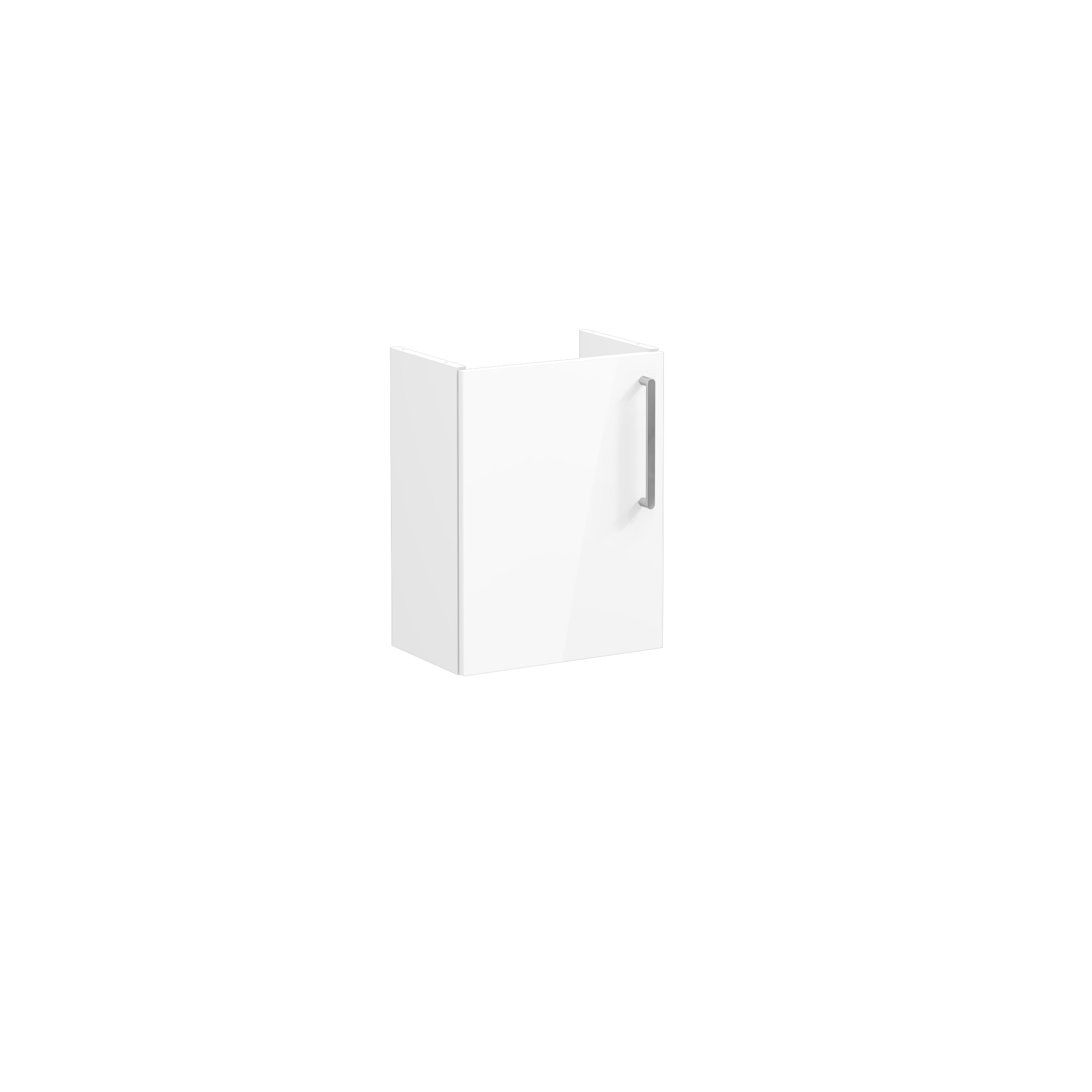 Root Flat Washbasin Unit, With Doors, Compact, With Right Tap Hole, High Gloss White, Without Washbasin, Left