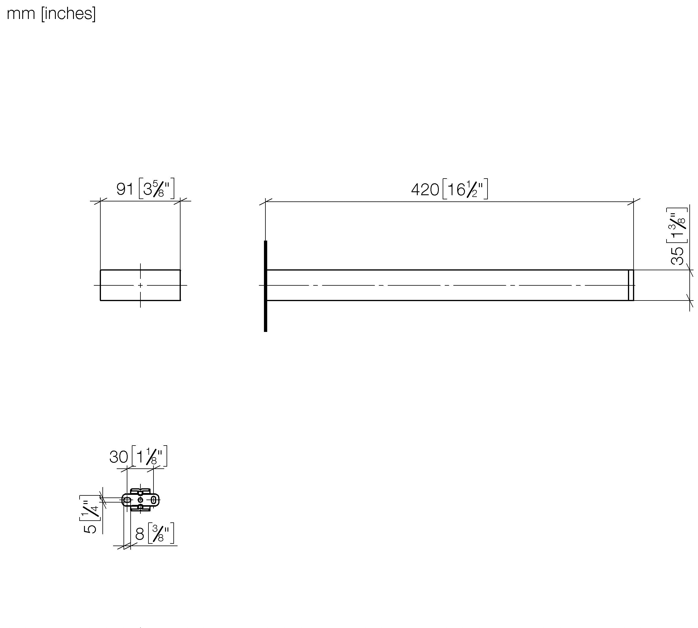 Towel Bar In Two Parts Non Swivel Chrome