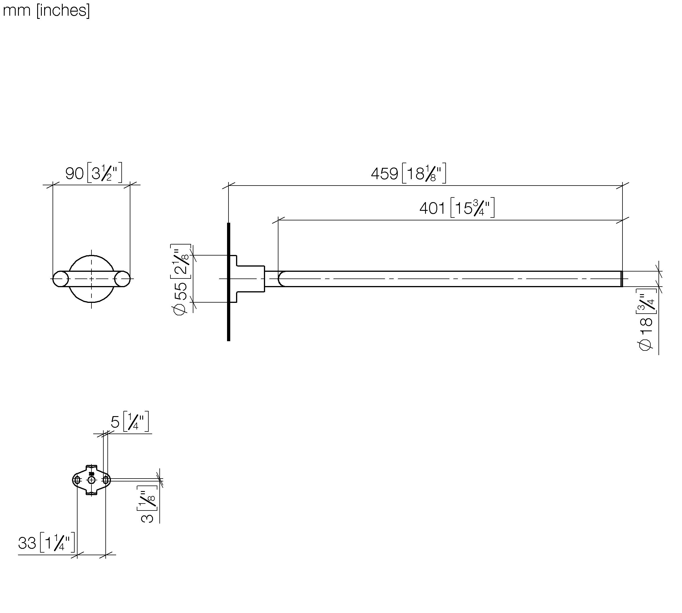 Tara Towel Bar In Two Parts Non Swivel Chrome
