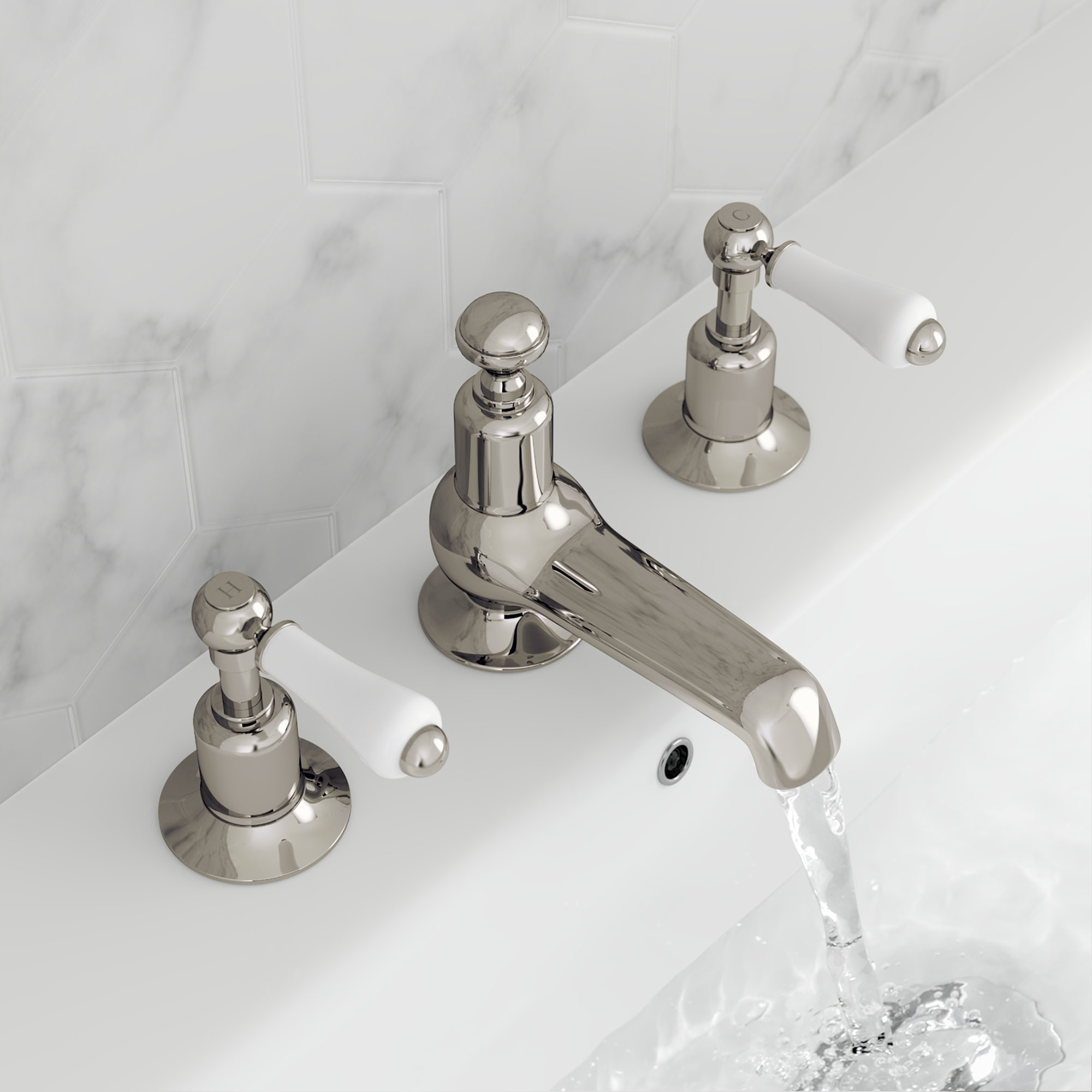 GROSVENOR LEVER 3 HOLE DECK MOUNTED BASIN MIXER