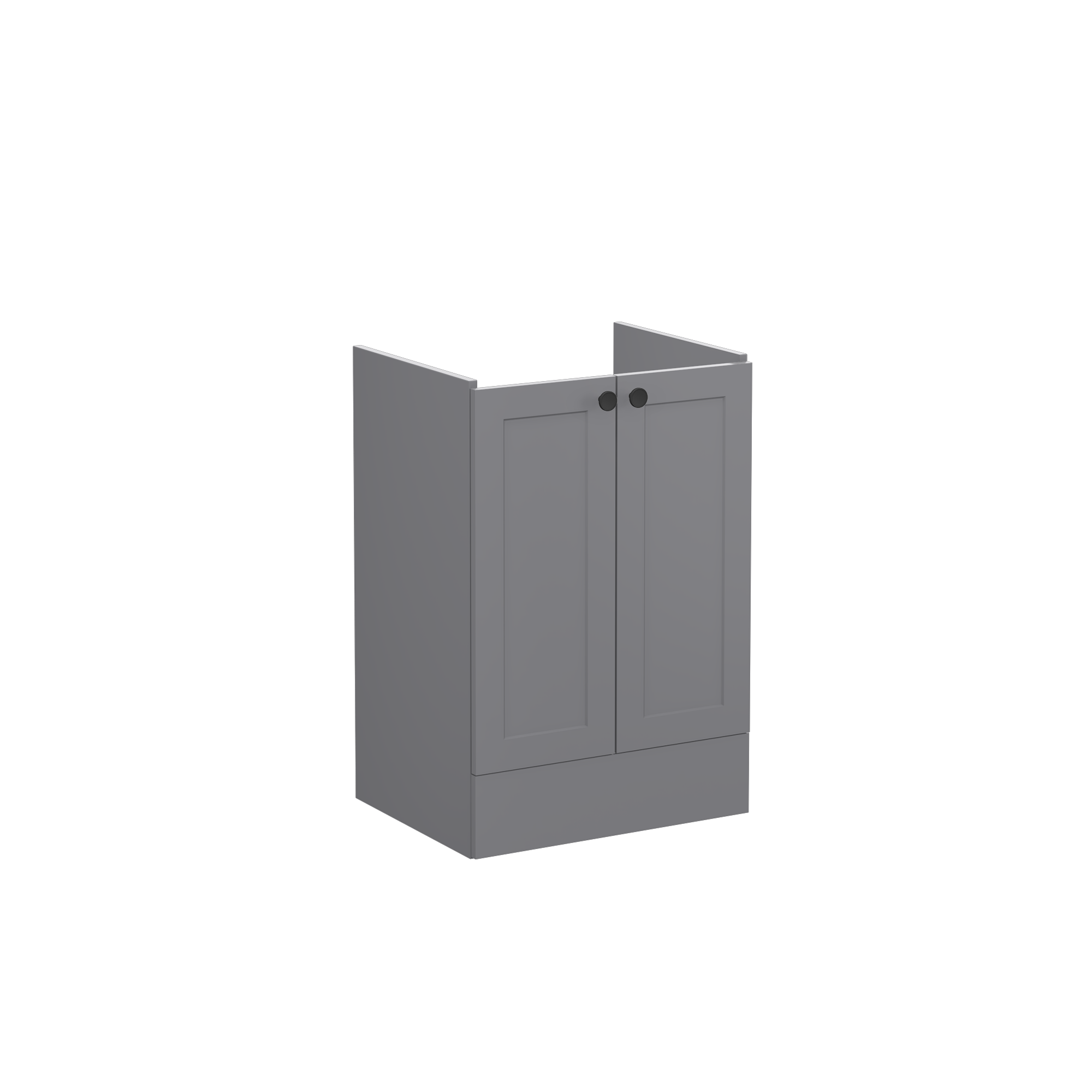 Root Classic Washbasin Unit, with doors, floor standing, Matt Grey, without washbasin