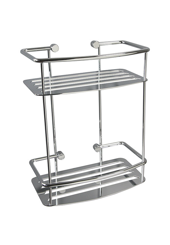 2 TIER SHOWER SHELF D SHAPED CHROME