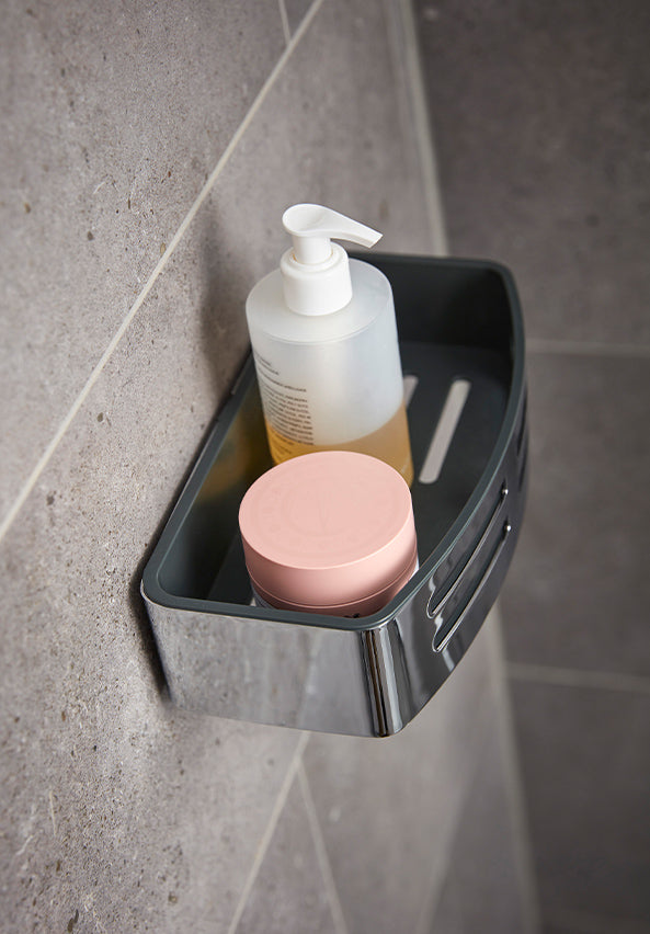 RECTANGULAR SHOWER TIDY WITH REMOVEABLE TRAY CHROME