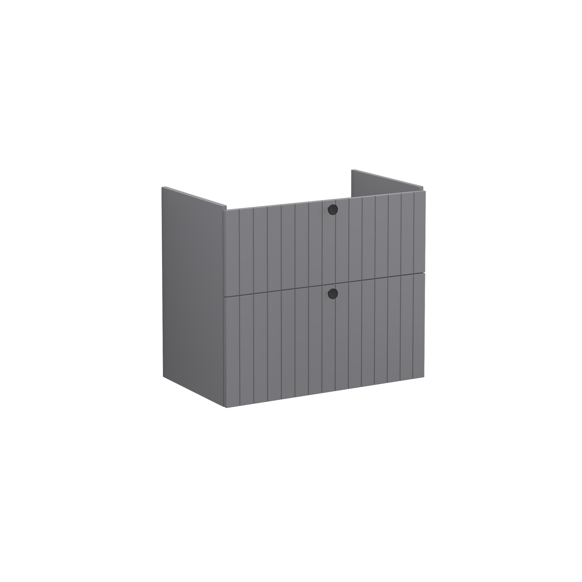 Root Groove Washbasin Unit, with two drawers, Matt Grey, without washbasin