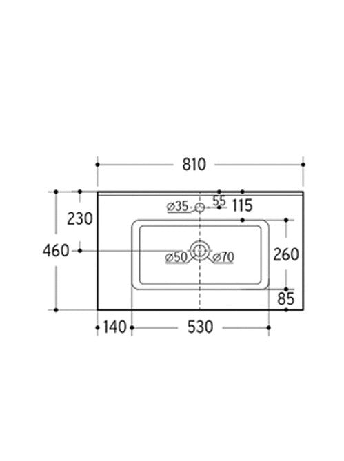SIERRA - 800mm 1 th Furniture Basin