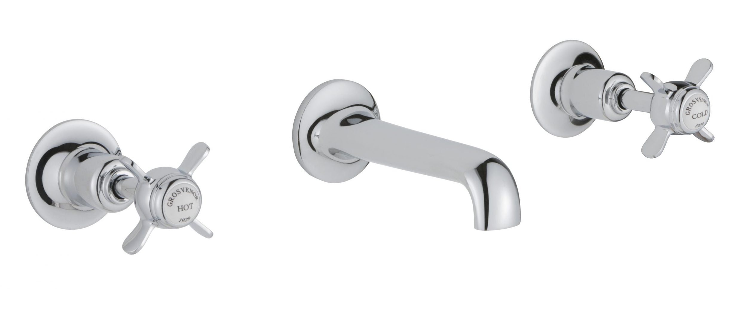 GROSVENOR PINCH 3 HOLE WALL MOUNTED BASIN MIXER