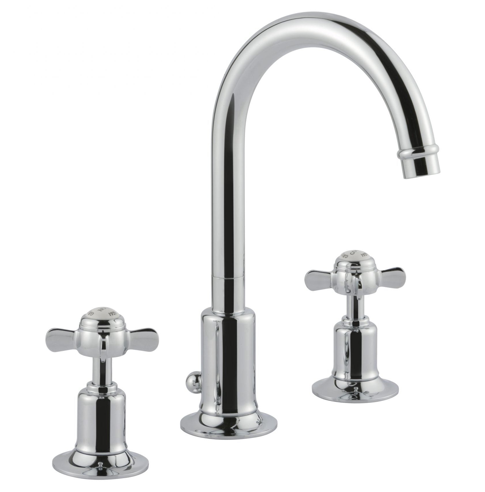 GROSVENOR PINCH 3 HOLE BASIN MIXER WITH SWIVEL SPOUT AND POP UP WASTE