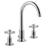 GROSVENOR PINCH 3 HOLE BASIN MIXER WITH SWIVEL SPOUT AND POP UP WASTE