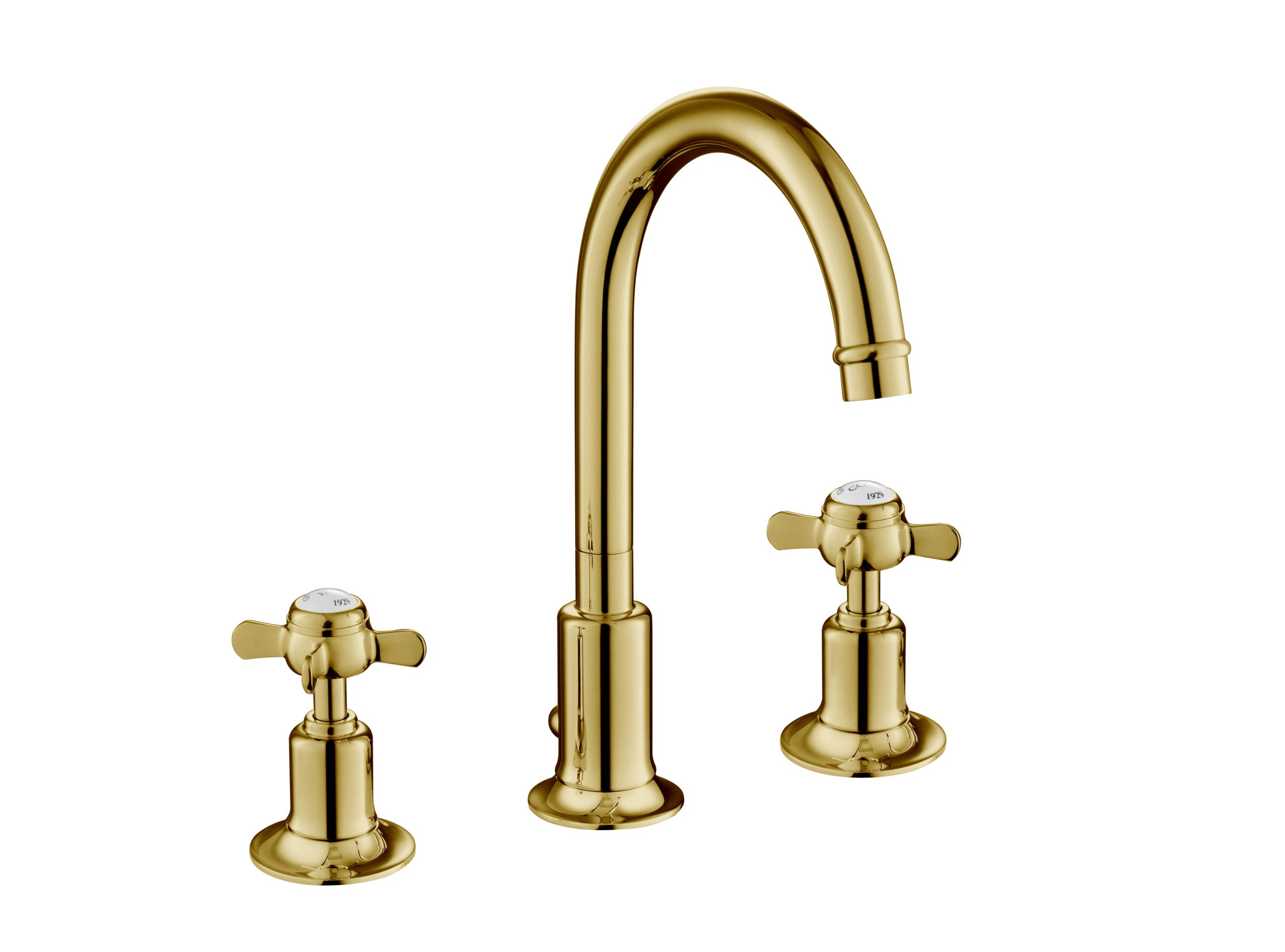 GROSVENOR PINCH 3 HOLE BASIN MIXER WITH SWIVEL SPOUT AND POP UP WASTE