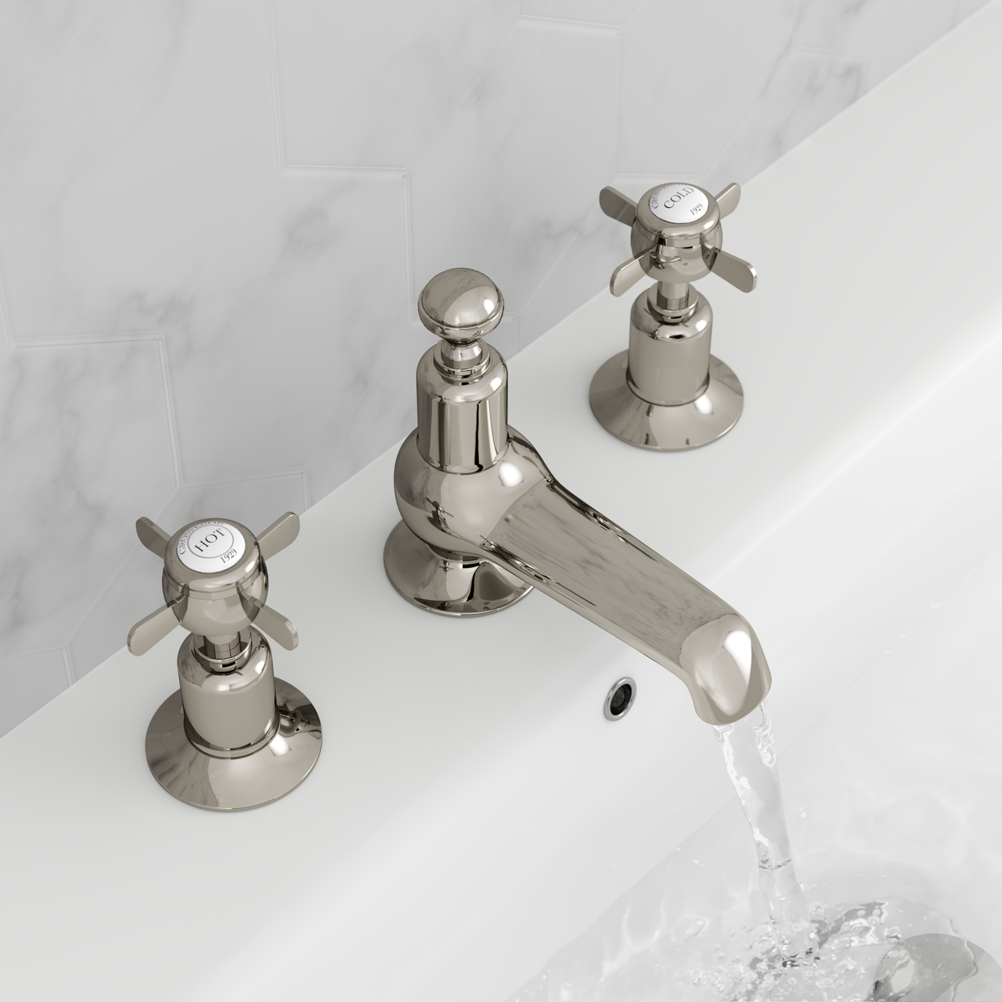 GROSVENOR PINCH 3 HOLE DECK MOUNTED BASIN MIXER