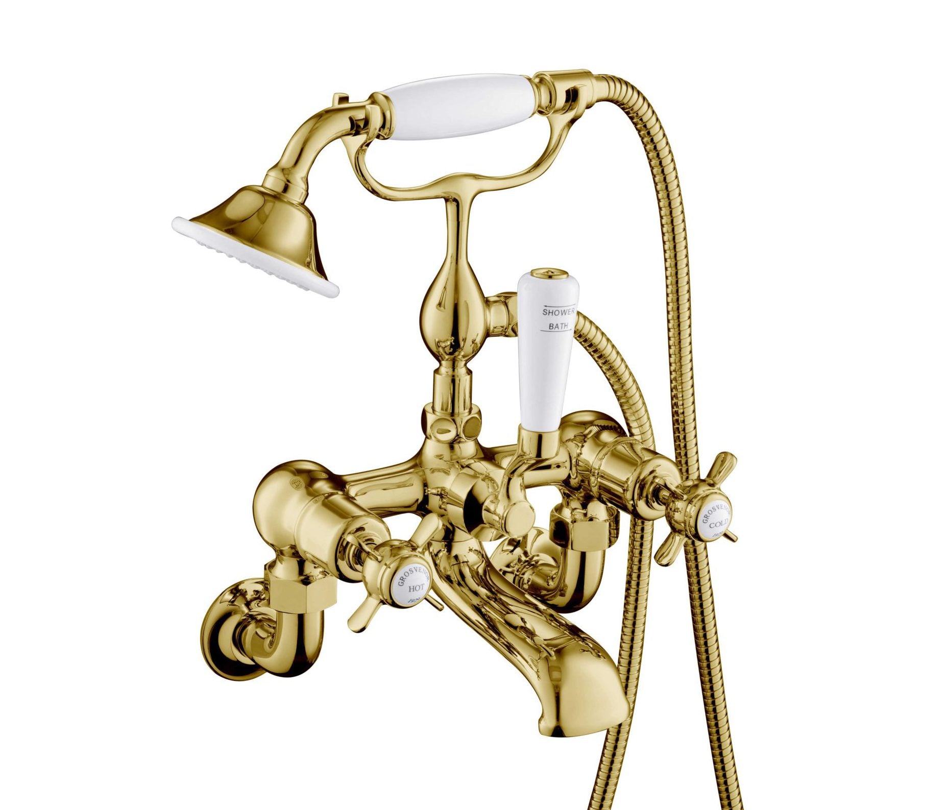 GROSVENOR PINCH BATH SHOWER MIXER WALL MOUNTED WITH KIT