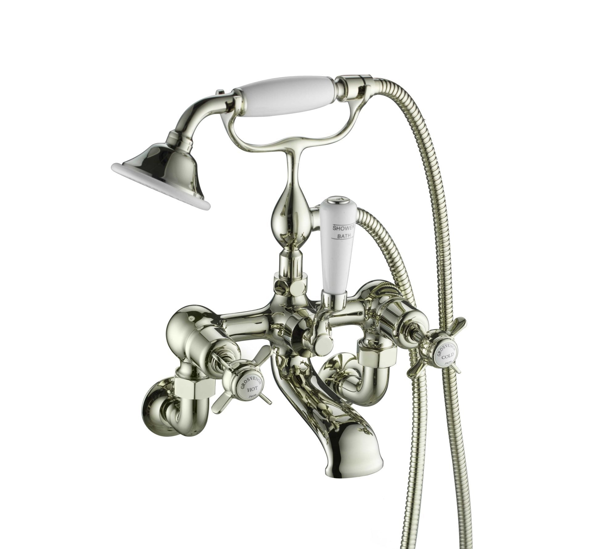 GROSVENOR PINCH BATH SHOWER MIXER WALL MOUNTED WITH KIT