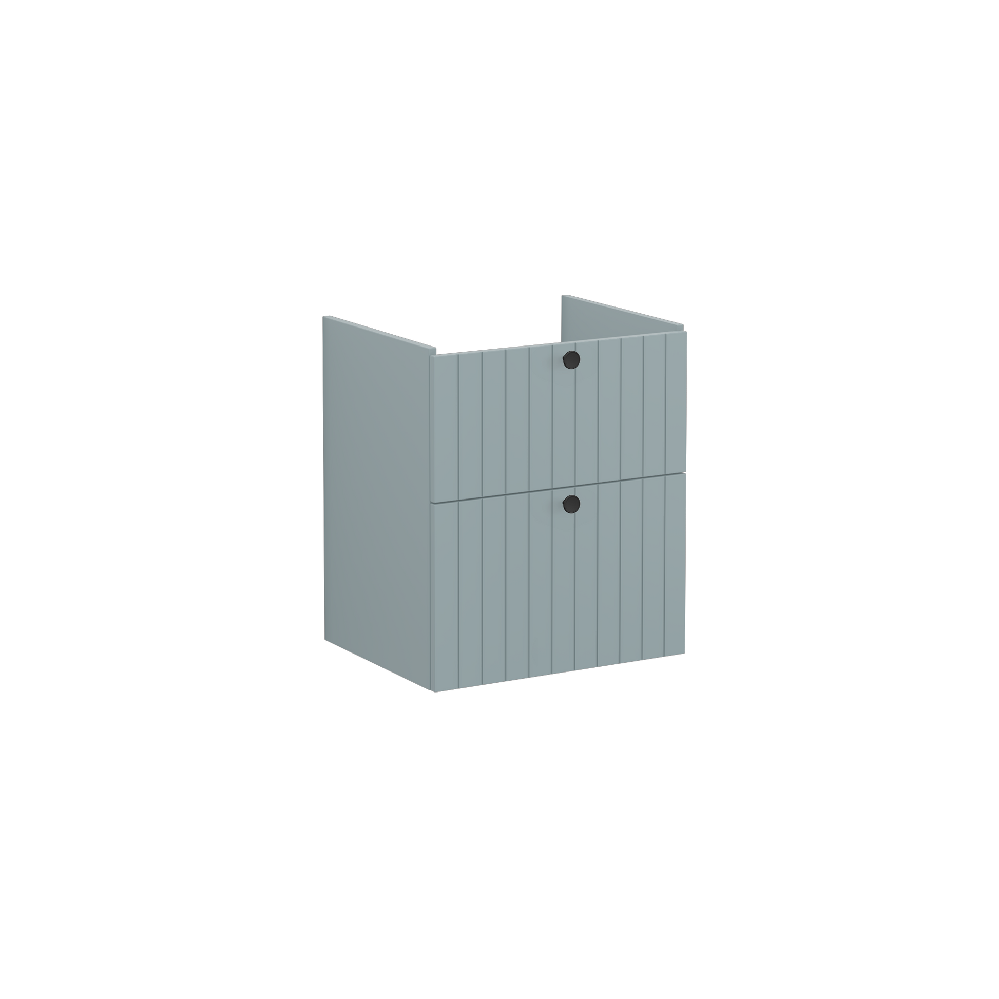 Root Groove Washbasin Unit, with two drawers, Matt Fijord Green, without washbasin