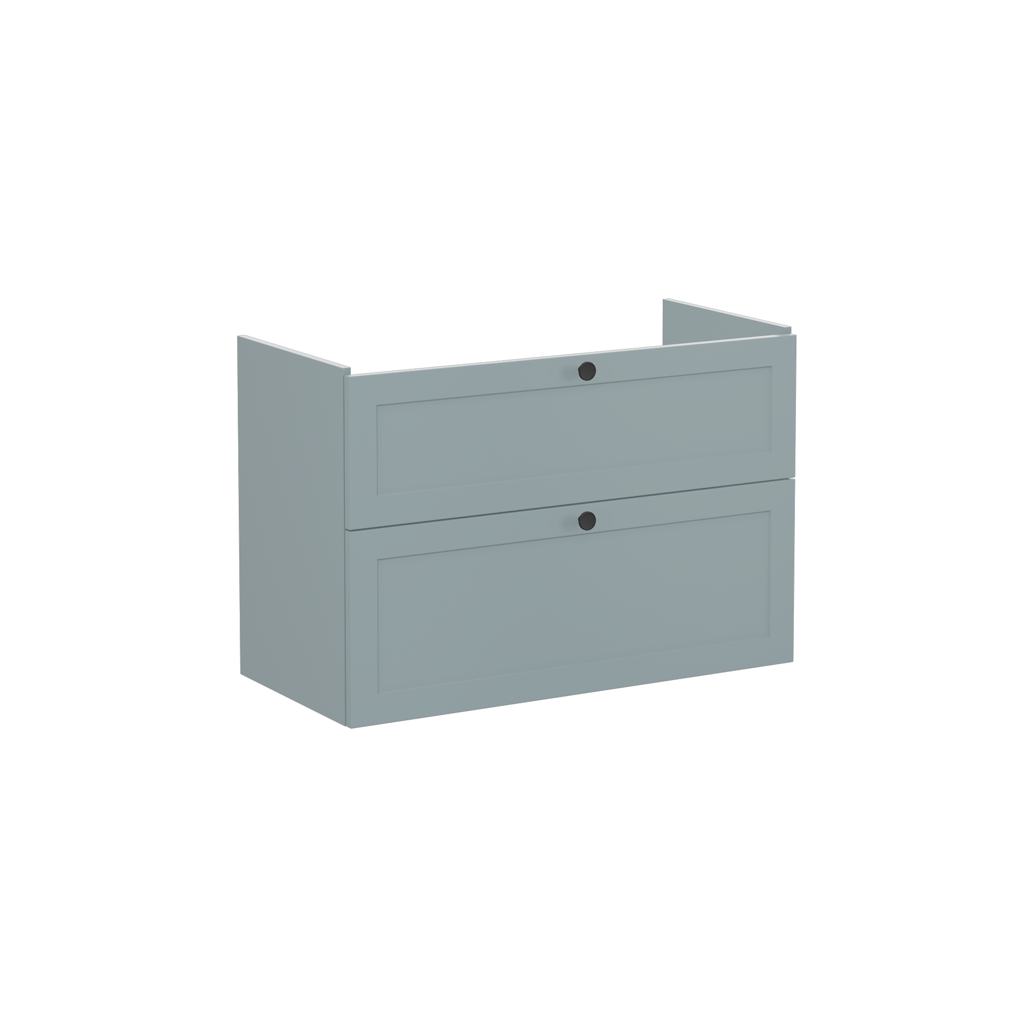 Root Classic Washbasin Unit, with two drawers, Matt Fijord Green, without washbasin