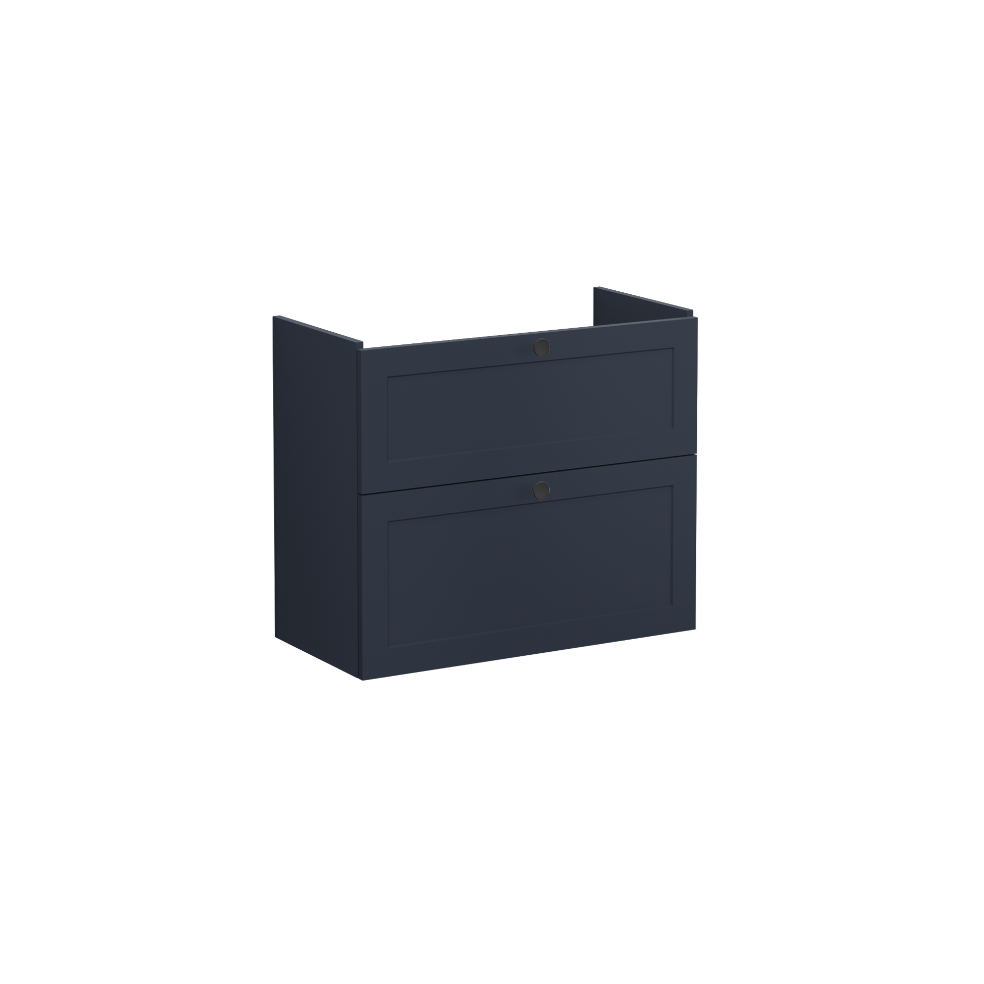 Root Classic Washbasin Unit, with two drawers, compact, Matt Dark Blue, without washbasin