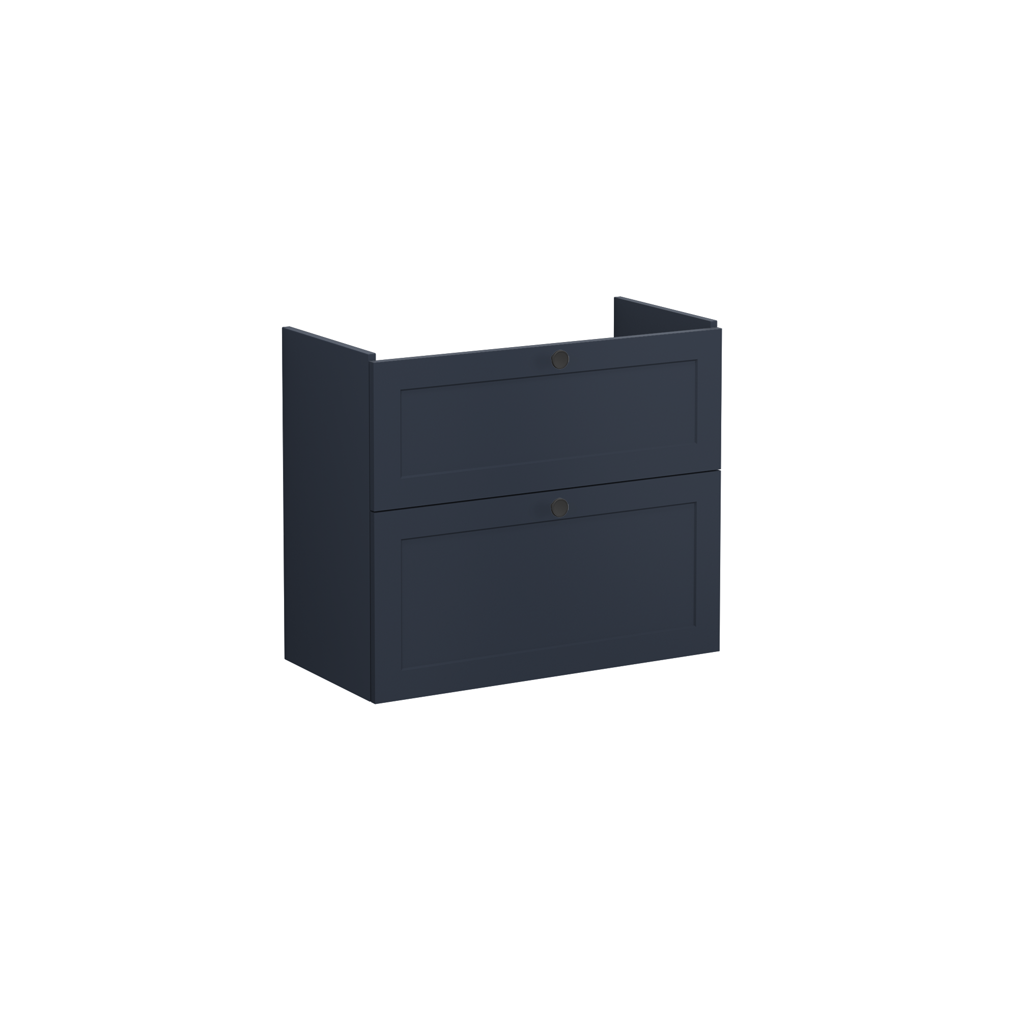 Root Classic Washbasin Unit, with two drawers, compact, Matt Dark Blue, without washbasin