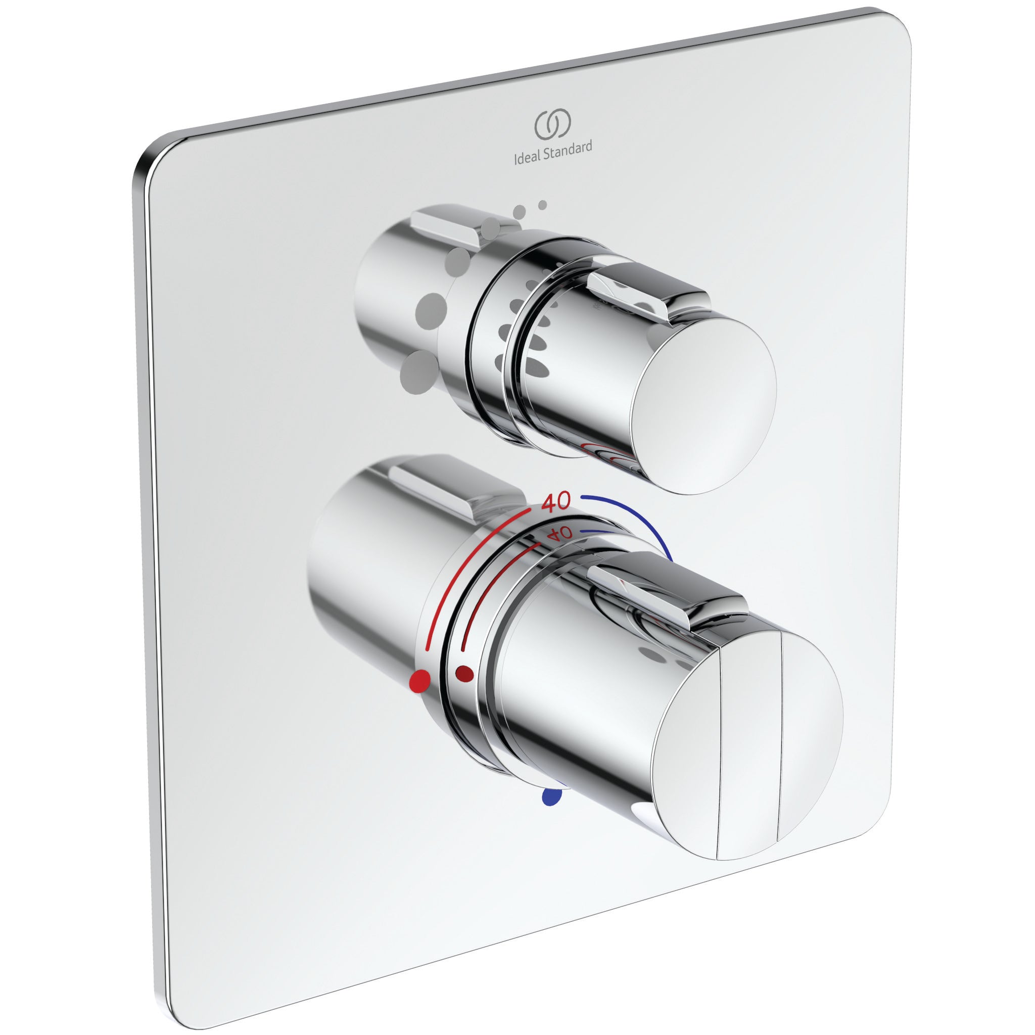 Easybox Slim BI thermostatic shower mixer with on/off and square faceplate