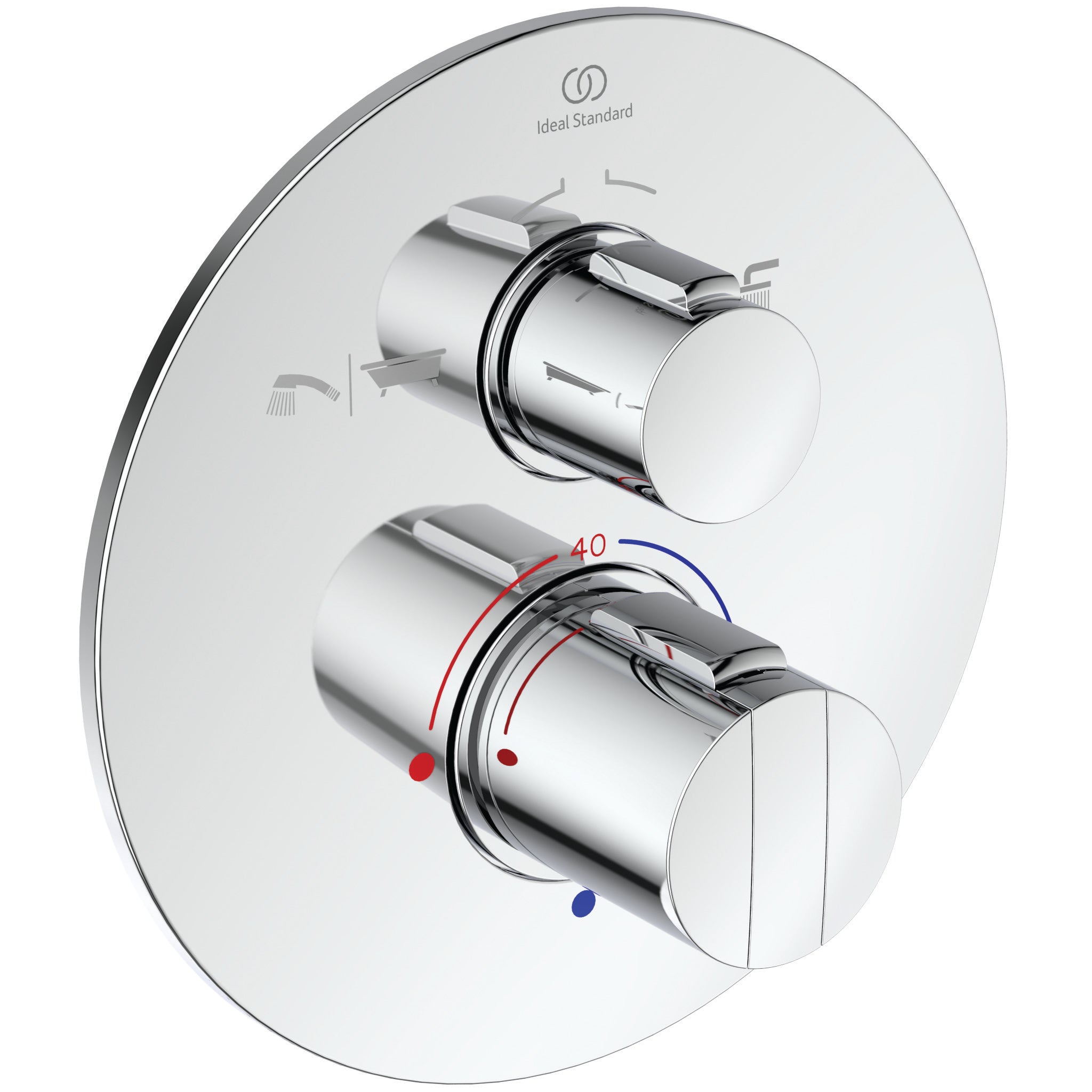 Easybox Slim BI thermostatic bath / shower mixer with diverter and round faceplate