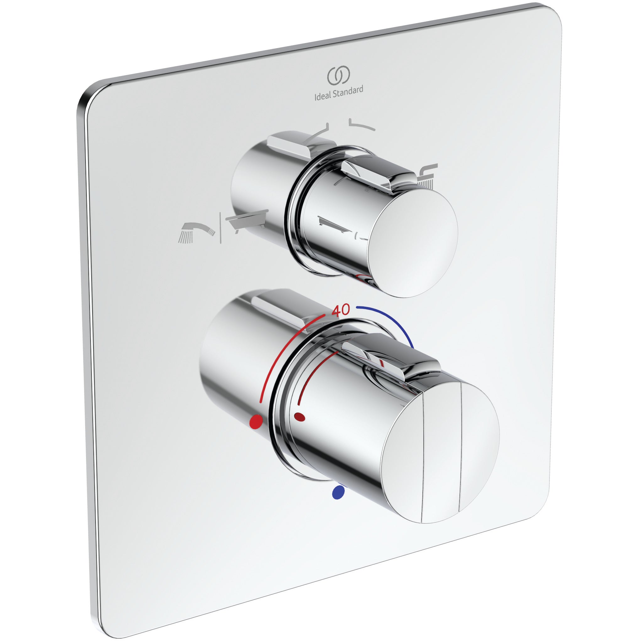 Easybox Slim BI thermostatic shower mixer with diverter and square faceplate