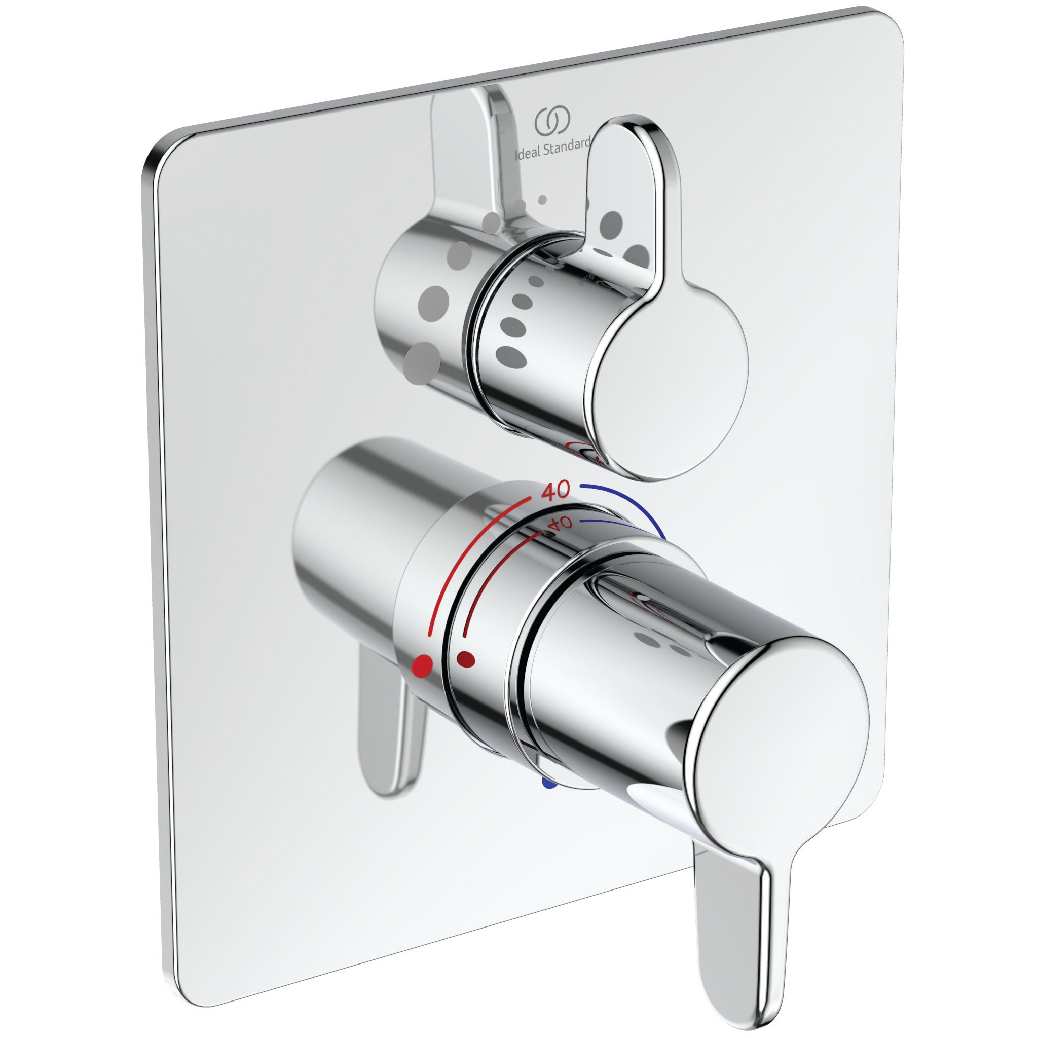 Freedom Built In thermostatic shower mixer with square faceplate and metal lever handles
