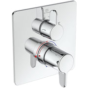 Freedom Built In thermostatic shower mixer with diverter, square faceplate and metal lever handles
