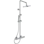 Ceratherm T25 exposed thermostatic shower system with Idealrain 200mm round rainshower, Idealrain M3 3 function 100mm handspray and 1.5m Ideaflex hose