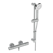 Ceratherm T50 exposed thermostatic shower mixer pack with idealrain evo round 3 function ø110mm handspray, 600mm rail and 1.75m idealflex hose
