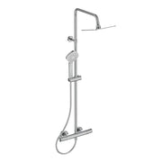 Ceratherm T100 exposed thermostatic shower system with Idealrain 200mm square rainshower, Idealrain Evo diamond 3 function handspray and 1.75m Ideaflex hose