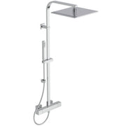 Ceratherm C100 exposed thermostatic shower system with Idealrain 300mm square rainshower, rectangular riser pipe, square stick handspray and 1.75mm Idealflex hose