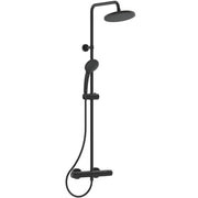 Ceratherm T25 exposed thermostatic shower mixer pack with idealrain s3 3 function ø80 handspray, 600mm rail and 1.25m hose - Silk Black