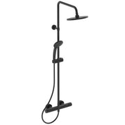 Ceratherm T25 exposed thermostatic shower system with Idealrain 200mm round rainshower, Idealrain M3 3 function ø100mm handspray and 1.75m Ideaflex hose
