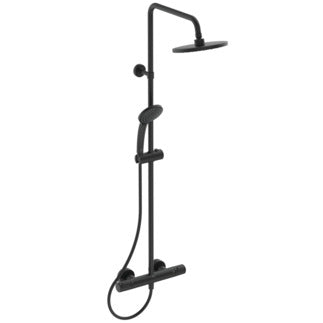 Ceratherm T25 exposed thermostatic shower system with Idealrain 200mm round rainshower, Idealrain M3 3 function ø100mm handspray and 1.75m Ideaflex hose
