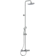 Ceratherm T25 exposed thermostatic bath shower system with Idealrain 200mm round rainshower, Idealrain M3 3 function 100mm shower handspray and 1.75m Idealflex hose