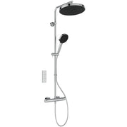 Ceratherm T125 exposed thermostatic shower system with Idealrain 300mm round rainshower on swivelling arm, Idealrain stick handspray and 1.75m Idealfex hose