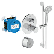 Ceratherm T100 built-in thermostatic 1 outlet shower set with Idealrain Evo 110mm round shower kit