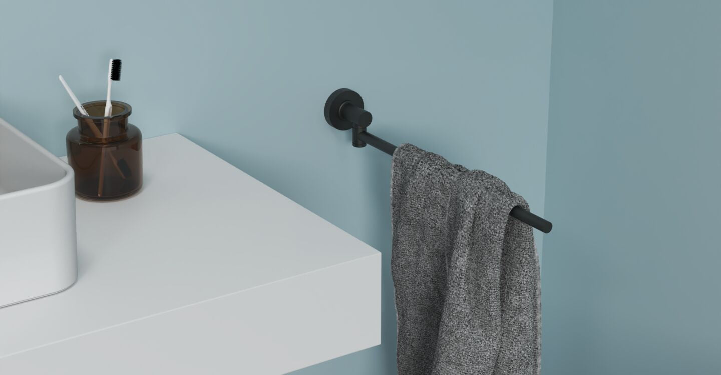 IOM single towel bar (370mm) - silk black