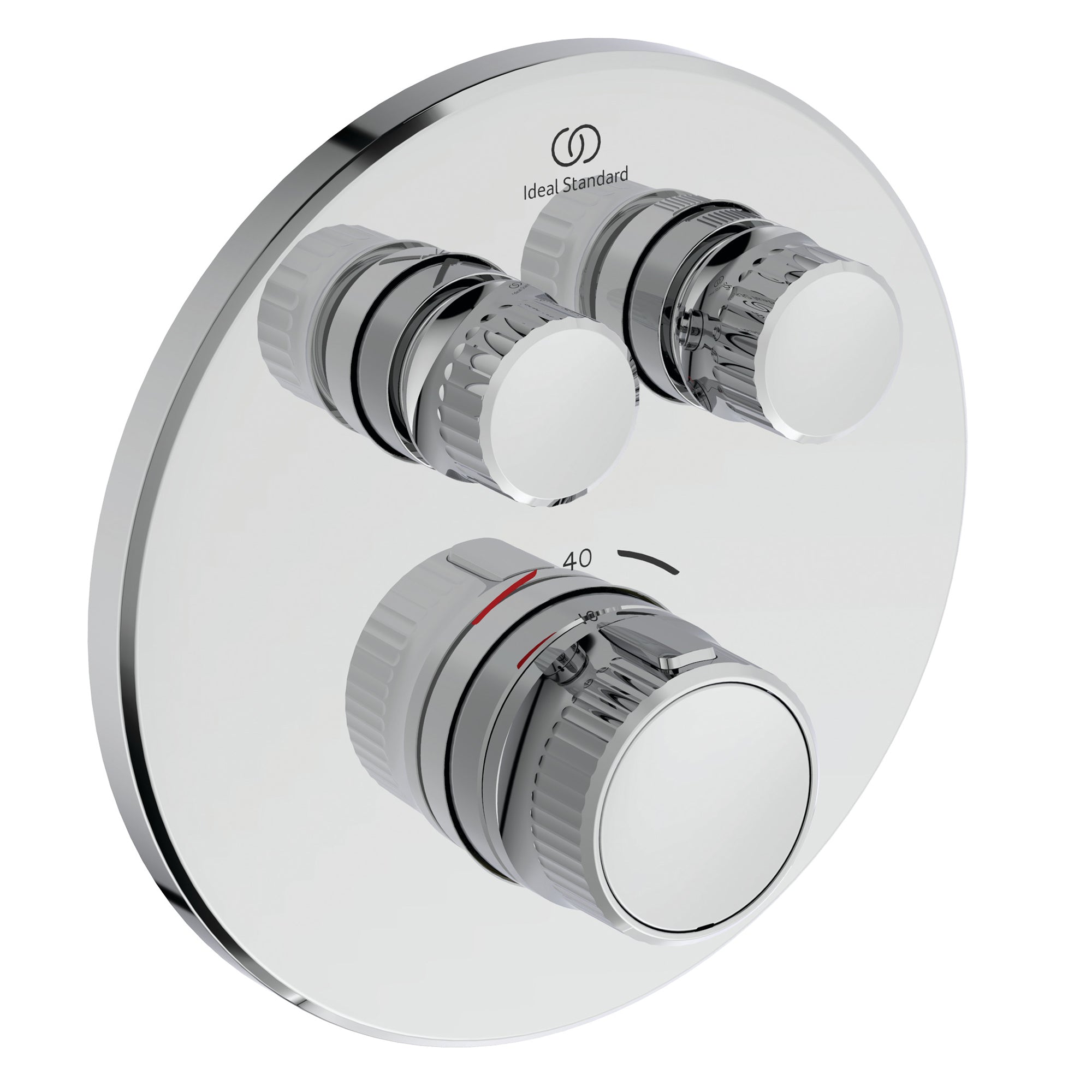 Ceratherm Navigo built-in thermostatic 2 outlet round shower set with Idealrain round 300mm fixed rainshower head, 400mm wall arm, stick handspray, round wall elbow bracket and 1.75m Idealflex hose, chrome