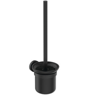 IOM wall mounted toilet brush and holder set - Black frosted glass