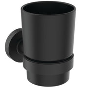 IOM wall mounted tumbler and holder - Black frosted glass