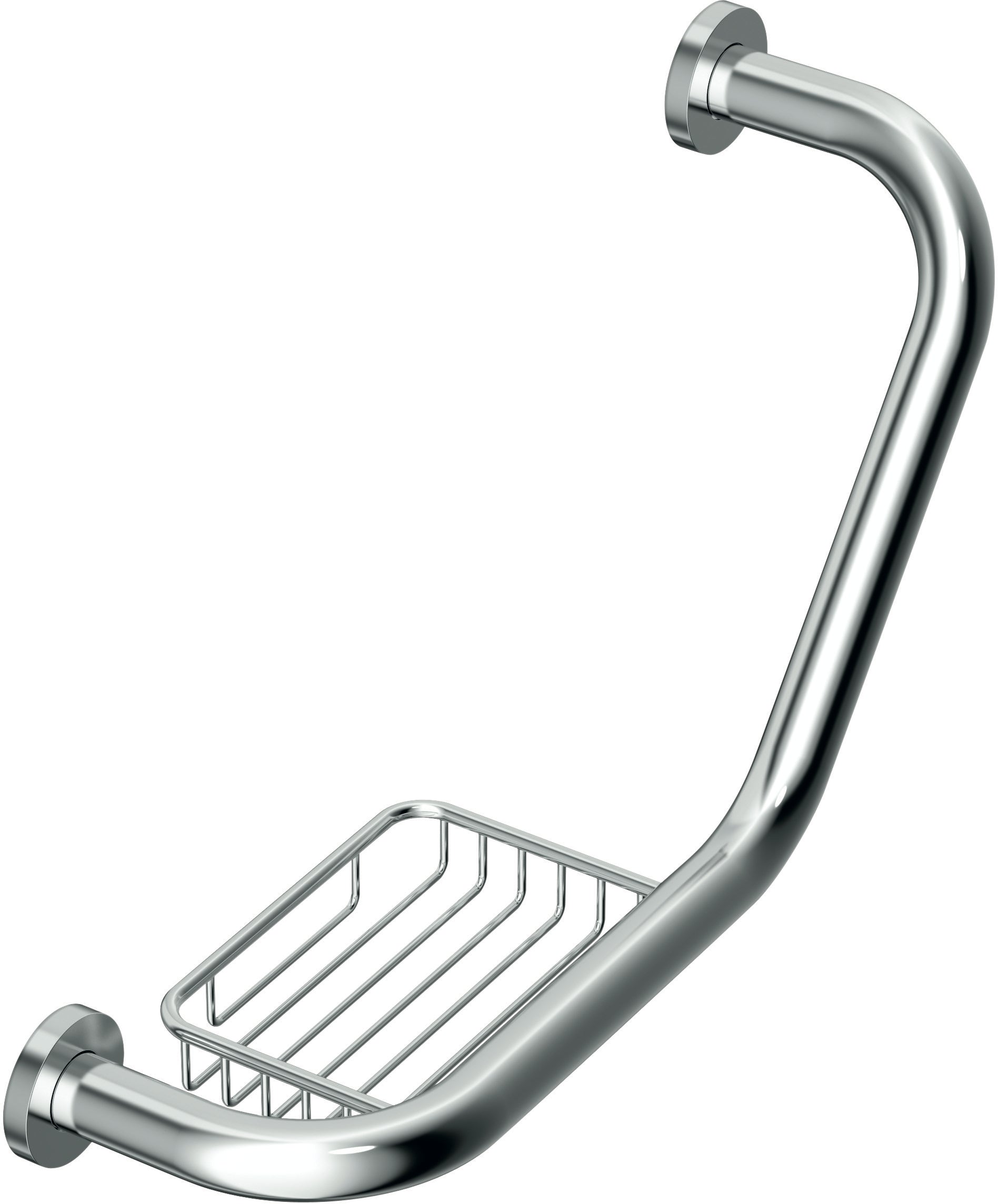 IOM grab rail and soap basket- chrome