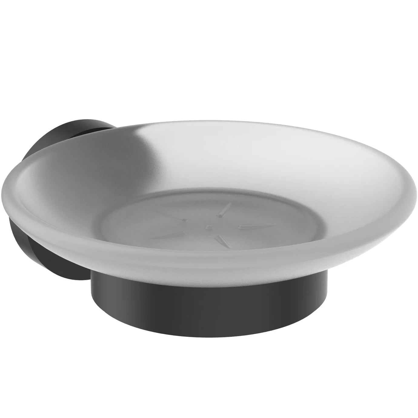 IOM soap dish and holder, silk black frosted glass