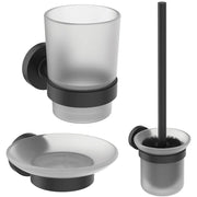 IOM tooth brush holder, soap dish & toilet brush bundle, silk black finish