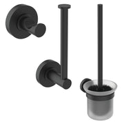 IOM toilet roll holder, robe hook & toilet brush bundle, silk black finish
