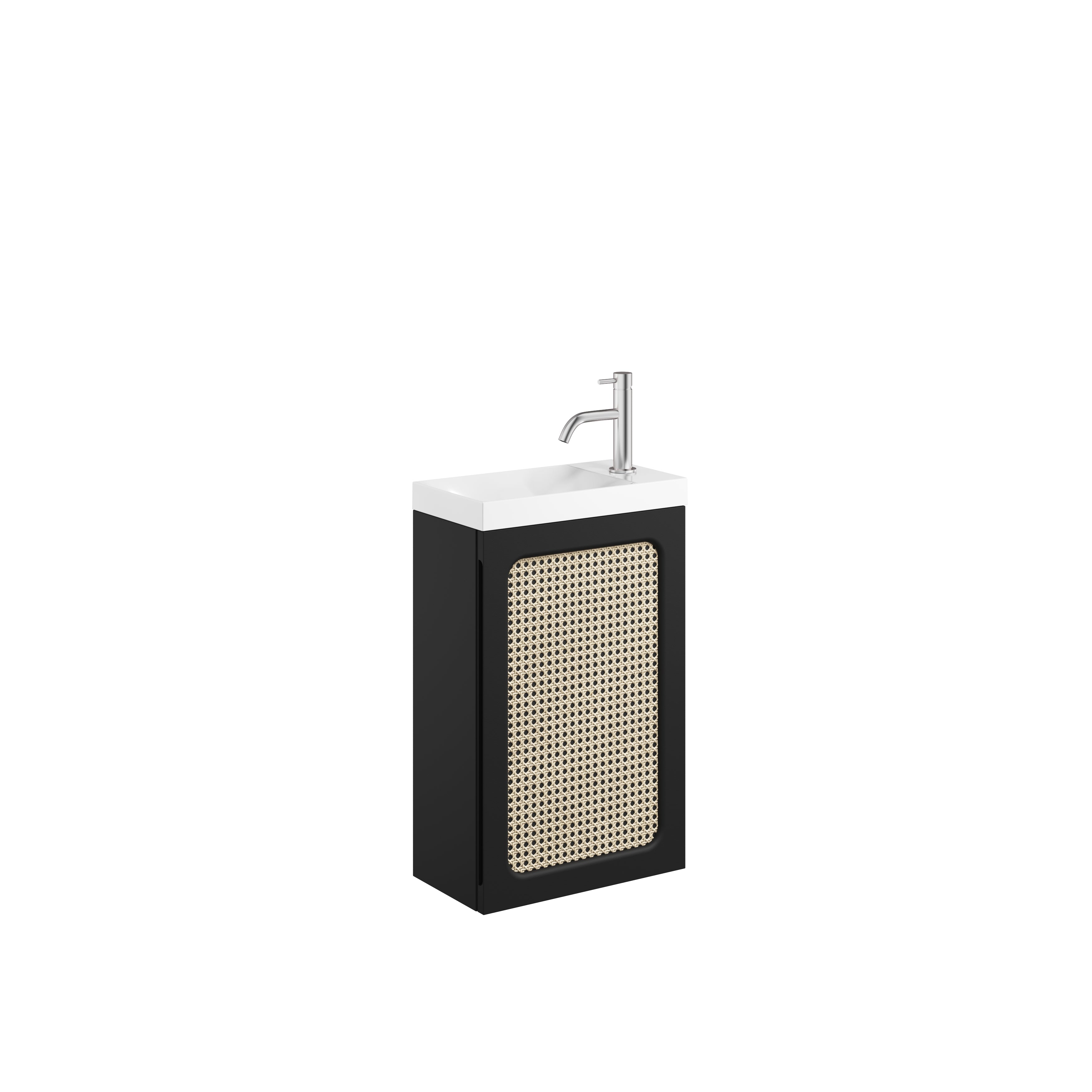 Alo Cloakroom Unit 400 x Black & Rattan